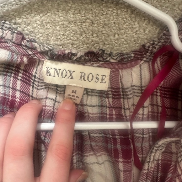 Knox Rose Burgundy Plaid Long Sleeve Dress - Picture 4 of 4